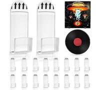 KYRYD Wall Mount Self-Adhesive Wall Hangers Set, Clear Acrylic Hooks for Displaying Vinyl Records, LP Album Covers, CDs, Magazines, and Home Office Décor, No Screws Needed(18pcs)