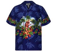 KY's`s Original Hawaiian Shirt, Hula, Blue, XXL