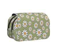 KYSANOL 60S 70S Retro Style Daisy Double Clamshell Pen Case Portable Pencil Pouch with Zipper
