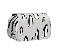 KYSANOL A Plethora of Penguins Double Clamshell Pen Case Portable Pencil Pouch with Zipper