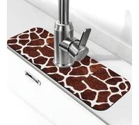 KYSANOL African Giraffe Patten Design,Kitchen Faucet Suction Pad, Sink Splash Guard Faucet Mat, Drying Mat For Bathroom Counter 38 x 14 cm