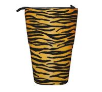 KYSANOL Animal Print Tiger Black Gold,Telescopic Pencil Case,Stand Pencil Holder with Zipper Pencil Pouch Pen Bag