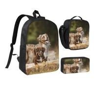 KYSANOL Australian Shepherd Dogs Aussie Brown Dogs,Student Backpack,Lunch Bag,Pencil Case 3 Piece Set