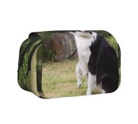 KYSANOL Bad Dog Border Collie Double Clamshell Pen Case Portable Pencil Pouch with Zipper