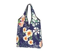 KYSANOL Beautiful Flower Garden Floral Petal Leaves Meadow Orange,Shopping Bags Reusable Grocery Bags Foldable Tote Bags Large Capacity Carry Bag