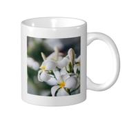 KYSANOL Beautiful White Frangipani Wake Plumeria Flowers, Ceramic Cup Ceramics Mug Tea Cup Coffee Mugs 330 ml