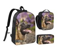KYSANOL Belgian Malinois Pets Dogs Belgian Malinois,Student Backpack,Lunch Bag,Pencil Case 3 Piece Set