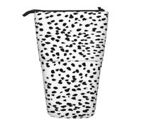 KYSANOL Black and White Animal Print Dalmatian Spot Dots,Telescopic Pencil Case,Stand Pencil Holder with Zipper Pencil Pouch Pen Bag