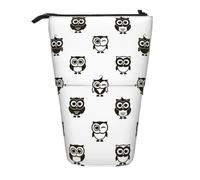 KYSANOL Black Owls,Telescopic Pencil Case,Stand Pencil Holder with Zipper Pencil Pouch Pen Bag