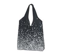 KYSANOL Black Silver Glitter Diamond Sparkly,Shopping Bags Reusable Grocery Bags Foldable Tote Bags Large Capacity Carry Bag