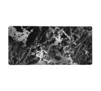 KYSANOL Black Silver Graphite Gray Marble Stone,Mouse Pad Large Desk Pad Computer Keyboard Mouse Mat With Non Slip Rubber Base 40 x 90 cm