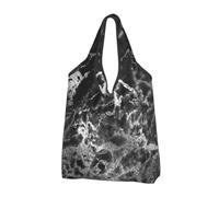 KYSANOL Black Silver Graphite Gray Marble Stone,Shopping Bags Reusable Grocery Bags Foldable Tote Bags Large Capacity Carry Bag