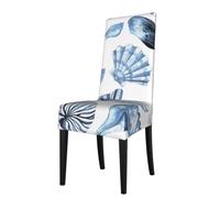 KYSANOL Blue Seashells Pattern On White,Chair Covers Seat Protector Stretch Dining Chair Slipcover Seat Cover for Chairs