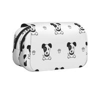 KYSANOL Cartoon Character Jack Russell Terrier Animal Double Clamshell Pen Case Portable Pencil Pouch with Zipper