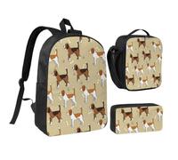 KYSANOL Cartoon Cute Clever Beagle Pet Animal,Student Backpack,Lunch Bag,Pencil Case 3 Piece Set