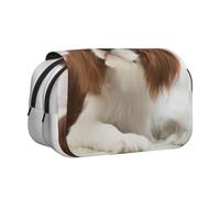 KYSANOL Cavalier King Charles Spaniel Brown Spaniel Double Clamshell Pen Case Portable Pencil Pouch with Zipper