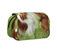 KYSANOL Cavalier King Charles Spaniel Double Clamshell Pen Case Portable Pencil Pouch with Zipper