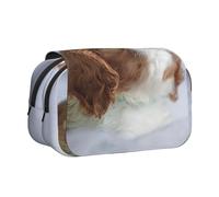 KYSANOL Cavalier King Charles Spaniel Face Double Clamshell Pen Case Portable Pencil Pouch with Zipper