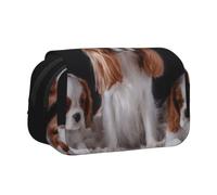 KYSANOL Cavalier King Charles Spaniel Mother with Cubs Double Clamshell Pen Case Portable Pencil Pouch with Zipper