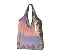 KYSANOL Cheetah Looking Out Over Savannah With Sunset Sky,Shopping Bags Reusable Grocery Bags Foldable Tote Bags Large Capacity Carry Bag