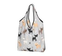 KYSANOL Chihuahua Paws And Bones,Shopping Bags Reusable Grocery Bags Foldable Tote Bags Large Capacity Carry Bag