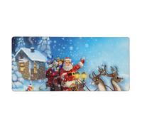 KYSANOL Christmas Santa Reindeer,Mouse Pad Large Desk Pad Computer Keyboard Mouse Mat With Non Slip Rubber Base 40 x 90 cm