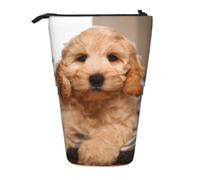KYSANOL Cockapoo Beige Curly Dogs Pets Dogs,Telescopic Pencil Case,Stand Pencil Holder with Zipper Pencil Pouch Pen Bag