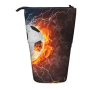 KYSANOL Cold Water Fire Football,Telescopic Pencil Case,Stand Pencil Holder with Zipper Pencil Pouch Pen Bag