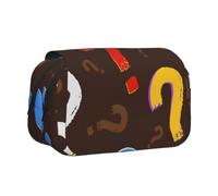 KYSANOL Colorful Question Mark Double Clamshell Pen Case Portable Pencil Pouch with Zipper