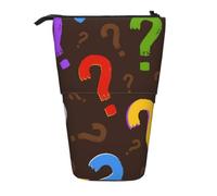 KYSANOL Colorful Question Mark,Telescopic Pencil Case,Stand Pencil Holder with Zipper Pencil Pouch Pen Bag