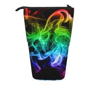KYSANOL Colorful Smoke Abstract Black,Telescopic Pencil Case,Stand Pencil Holder with Zipper Pencil Pouch Pen Bag