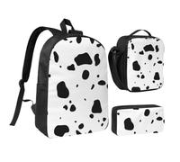KYSANOL Cow Skin Dalmatians Dog Spots Animal Animals Dalmatian,Student Backpack,Lunch Bag,Pencil Case 3 Piece Set
