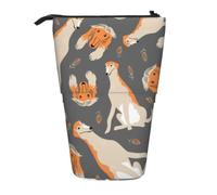 KYSANOL Cute Afghan Hound,Telescopic Pencil Case,Stand Pencil Holder with Zipper Pencil Pouch Pen Bag