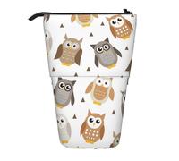 KYSANOL Cute Cartoon Owls,Telescopic Pencil Case,Stand Pencil Holder with Zipper Pencil Pouch Pen Bag