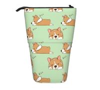KYSANOL Cute Corgi Dog,Telescopic Pencil Case,Stand Pencil Holder with Zipper Pencil Pouch Pen Bag