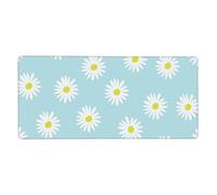 KYSANOL Cute Daisy Flower Florals Blue,Mouse Pad Large Desk Pad Computer Keyboard Mouse Mat With Non Slip Rubber Base 40 x 90 cm
