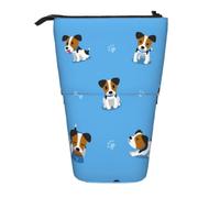 KYSANOL Cute Jack Russell Terrier Dogs with Bones Pattern,Telescopic Pencil Case,Stand Pencil Holder with Zipper Pencil Pouch Pen Bag