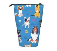KYSANOL Cute Labrador Dog Pattern,Telescopic Pencil Case,Stand Pencil Holder with Zipper Pencil Pouch Pen Bag