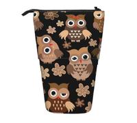 KYSANOL Cute Owl,Telescopic Pencil Case,Stand Pencil Holder with Zipper Pencil Pouch Pen Bag