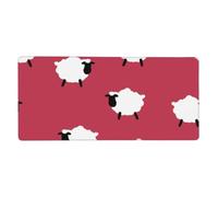 KYSANOL Cute Sheep Cartoon White Sheep Red Printed,Mouse Pad Large Desk Pad Computer Keyboard Mouse Mat With Non Slip Rubber Base 40 x 90 cm