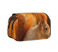 KYSANOL Cute Squirrel Eating Nuts Double Clamshell Pen Case Portable Pencil Pouch with Zipper
