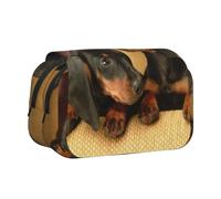 KYSANOL Dachshund Puppies Pets Dogs Small Dachshund Double Clamshell Pen Case Portable Pencil Pouch with Zipper