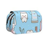 KYSANOL Dentist Teeth Tooth Brushes Double Clamshell Pen Case Portable Pencil Pouch with Zipper