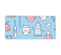 KYSANOL Dentist Teeth Tooth Brushes,Mouse Pad Large Desk Pad Computer Keyboard Mouse Mat With Non Slip Rubber Base 40 x 90 cm
