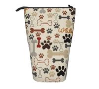 KYSANOL Dog Paws and Bones,Telescopic Pencil Case,Stand Pencil Holder with Zipper Pencil Pouch Pen Bag