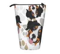 KYSANOL Dog Paws Bernese Mountain Dog,Telescopic Pencil Case,Stand Pencil Holder with Zipper Pencil Pouch Pen Bag