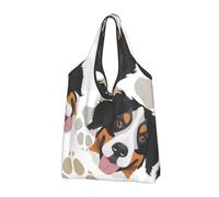 KYSANOL Dog Paws Pattern Bernese Mountain Dog,Shopping Bags Reusable Grocery Bags Foldable Tote Bags Large Capacity Carry Bag