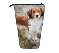 KYSANOL Dogs in The Water River Brown White Dogs Paniel,Telescopic Pencil Case,Stand Pencil Holder with Zipper Pencil Pouch Pen Bag