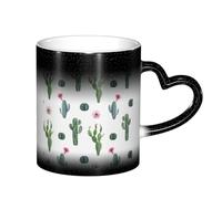 KYSANOL Drawstring Backpack Cactus Flower Succulent Cacti, Ceramics Mug Heat Sensitive Color Changing Mug Coffee Mugs Ceramic Cup 330 ml