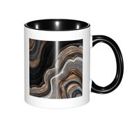 KYSANOL Elegant Black Marble with Gold and Copper Veins, Ceramics Mug Tea Cup Coffee Mugs Ceramic Cup 330 ml